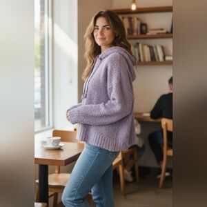 Hooked Up by IOT Lilac Hooded Sweater Sz XL